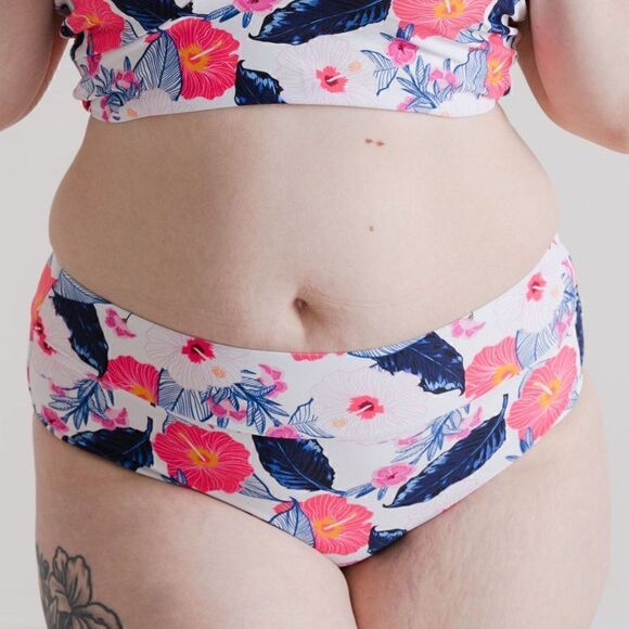 NWT 2XL Mid Rise Full Coverage Bikini Swim Bottom Wild Flower - Picture 1 of 15